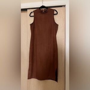 Women’s Brown Suede Midi Dress